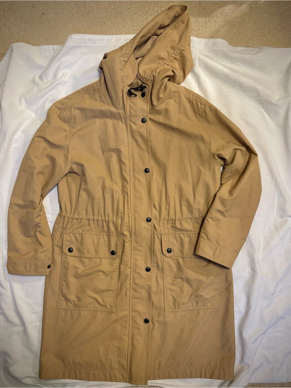 GAP Women's Tan Hooded Rain Coat